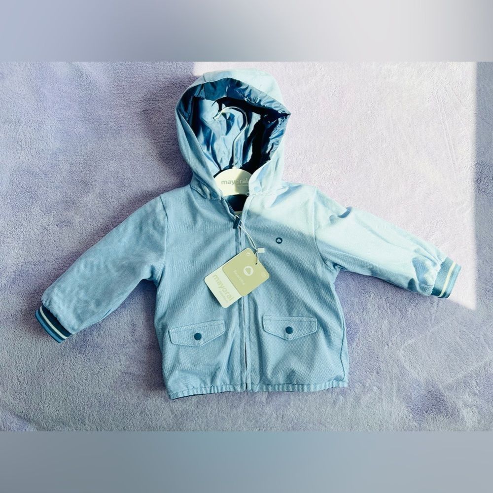 MAYORAL NEW WITH TAGS Reversible Hooded Windbreaker Imperial Size: 6-9 Months - Picture 10 of 11